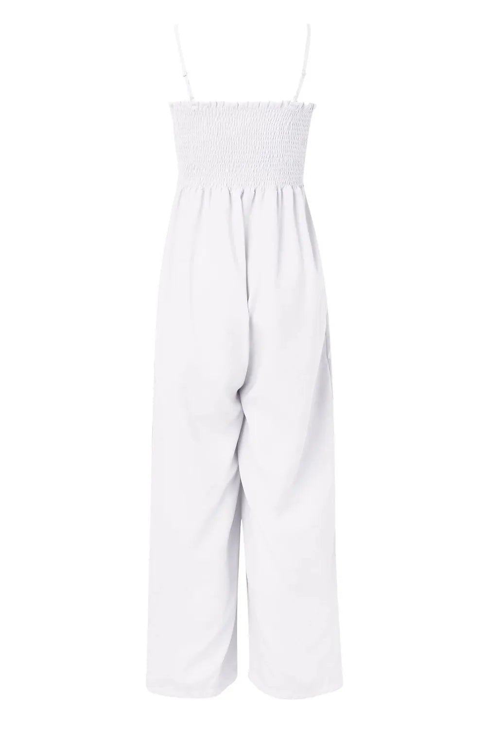 Women’s Smocked Spaghetti Strap Wide Leg Jumpsuit | CozyFits in White