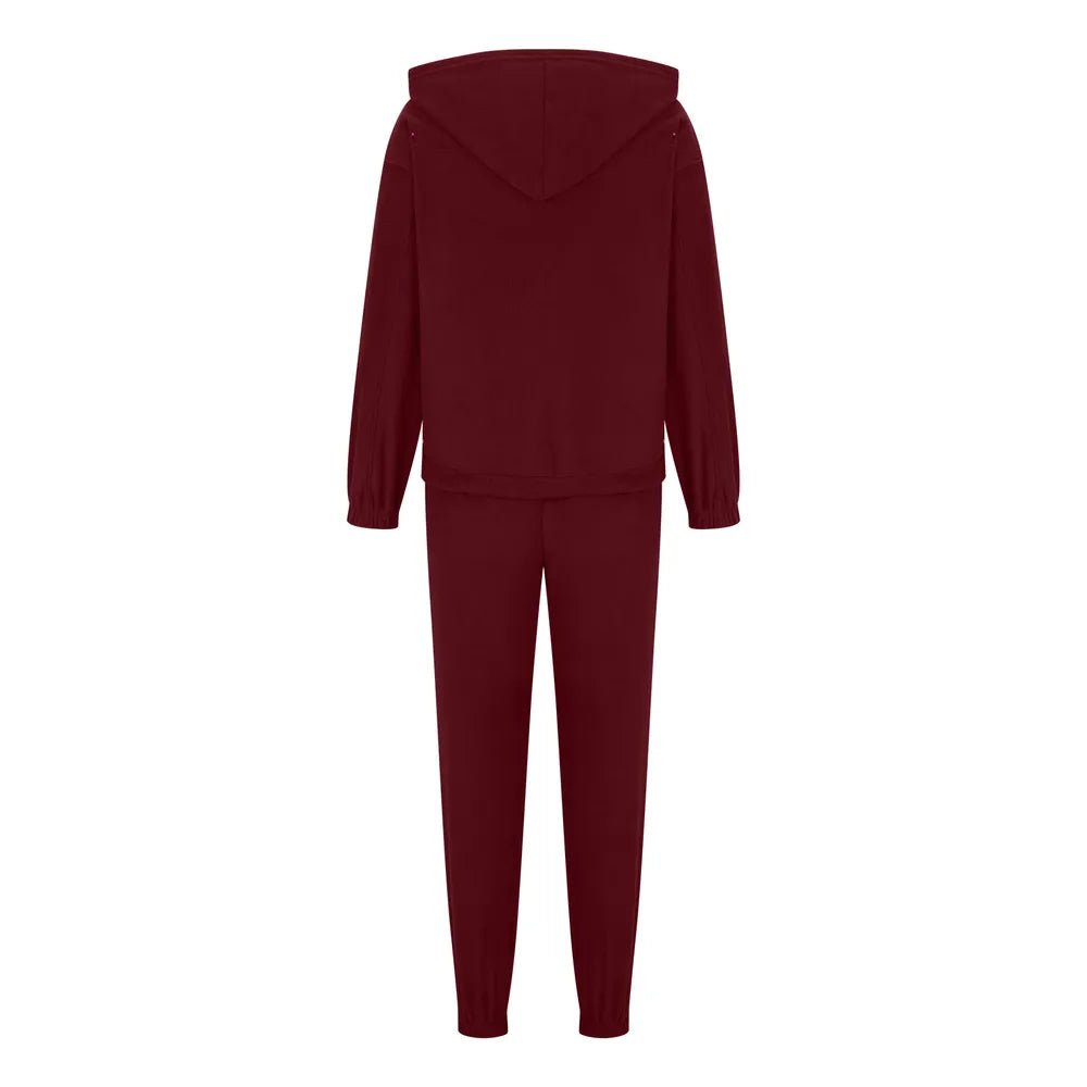 Zip Up Long Sleeve Hoodie and Joggers Set | CozyFits in Burgundy