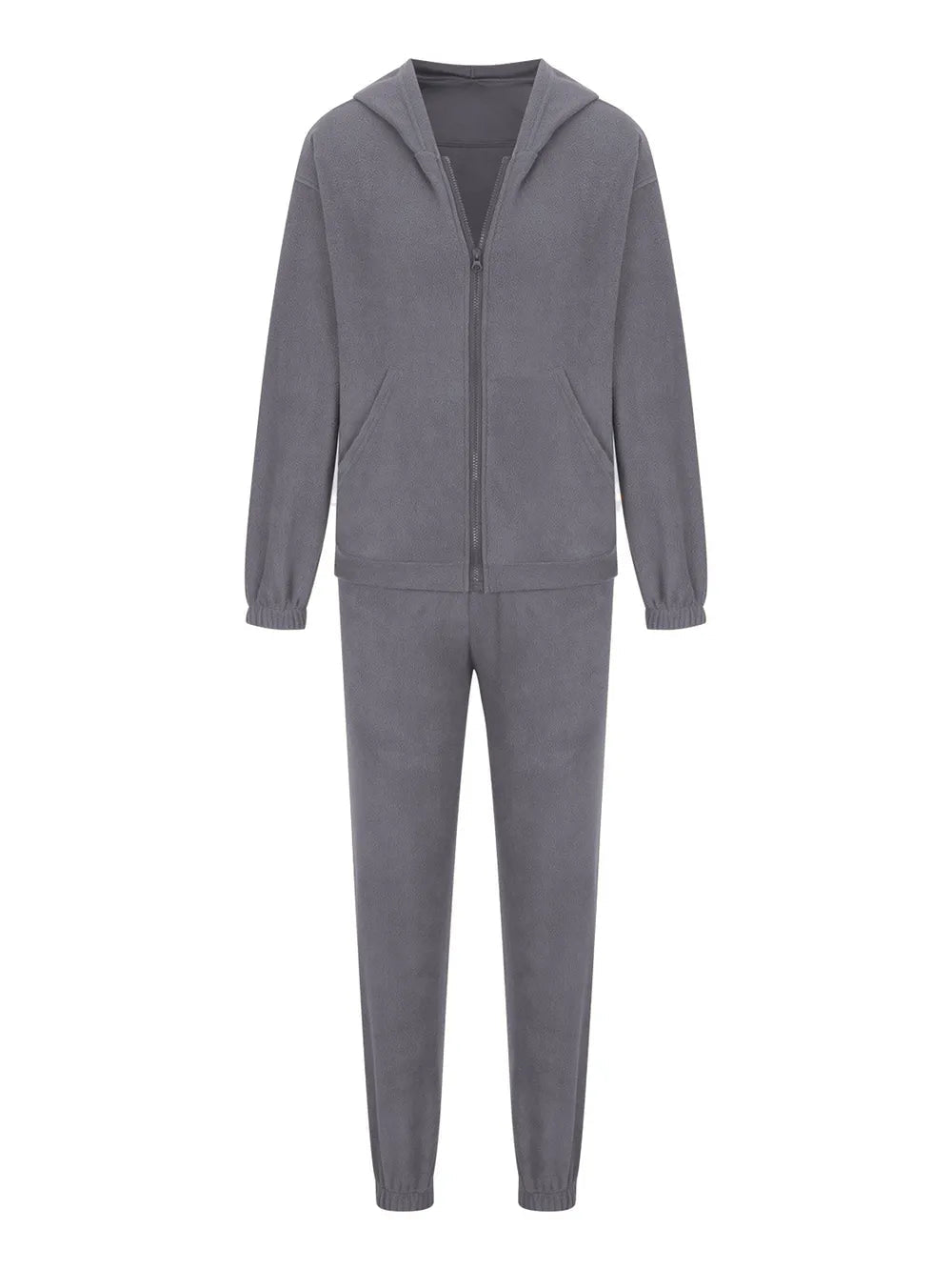 Zip Up Long Sleeve Hoodie and Joggers Set | CozyFits in Dark Gray