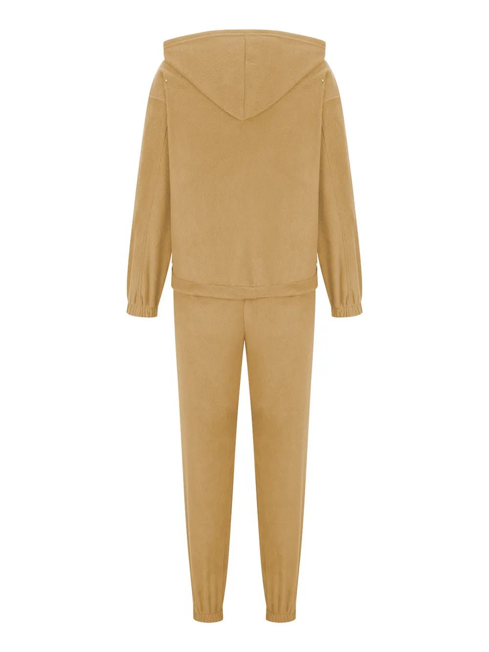 Zip Up Long Sleeve Hoodie and Joggers Set | CozyFits in Tan
